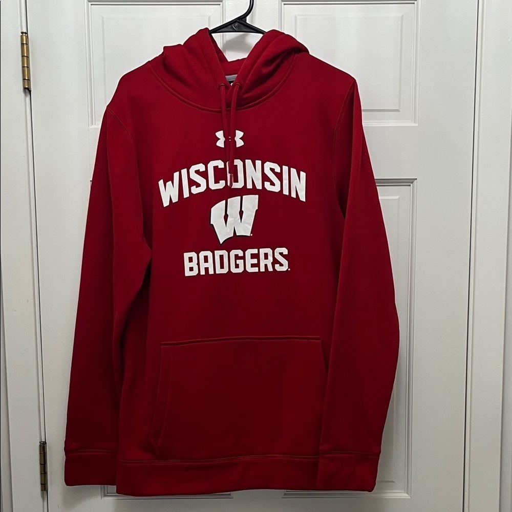 Under Armour Red Wisconsin Badgers Pullover Hooded Sweatshirt - Size Medium